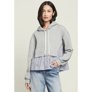 Veronica Beard Gray and Blue Hoodie with shirt attached L